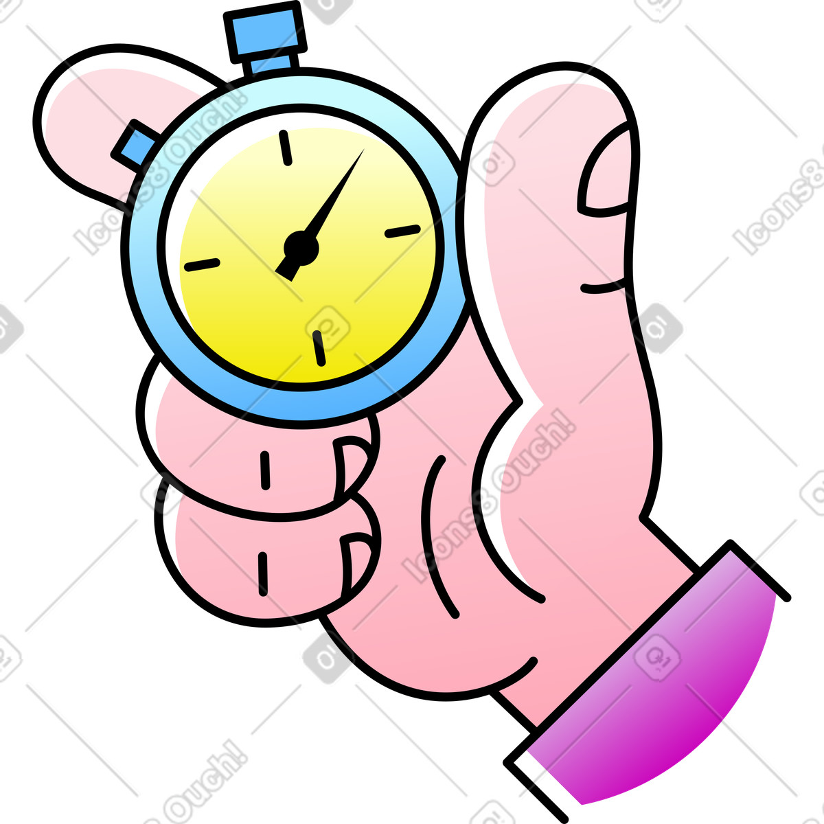 Hand mit stoppuhr-Illustration im Pocus-Stil als Download in PNG, SVG