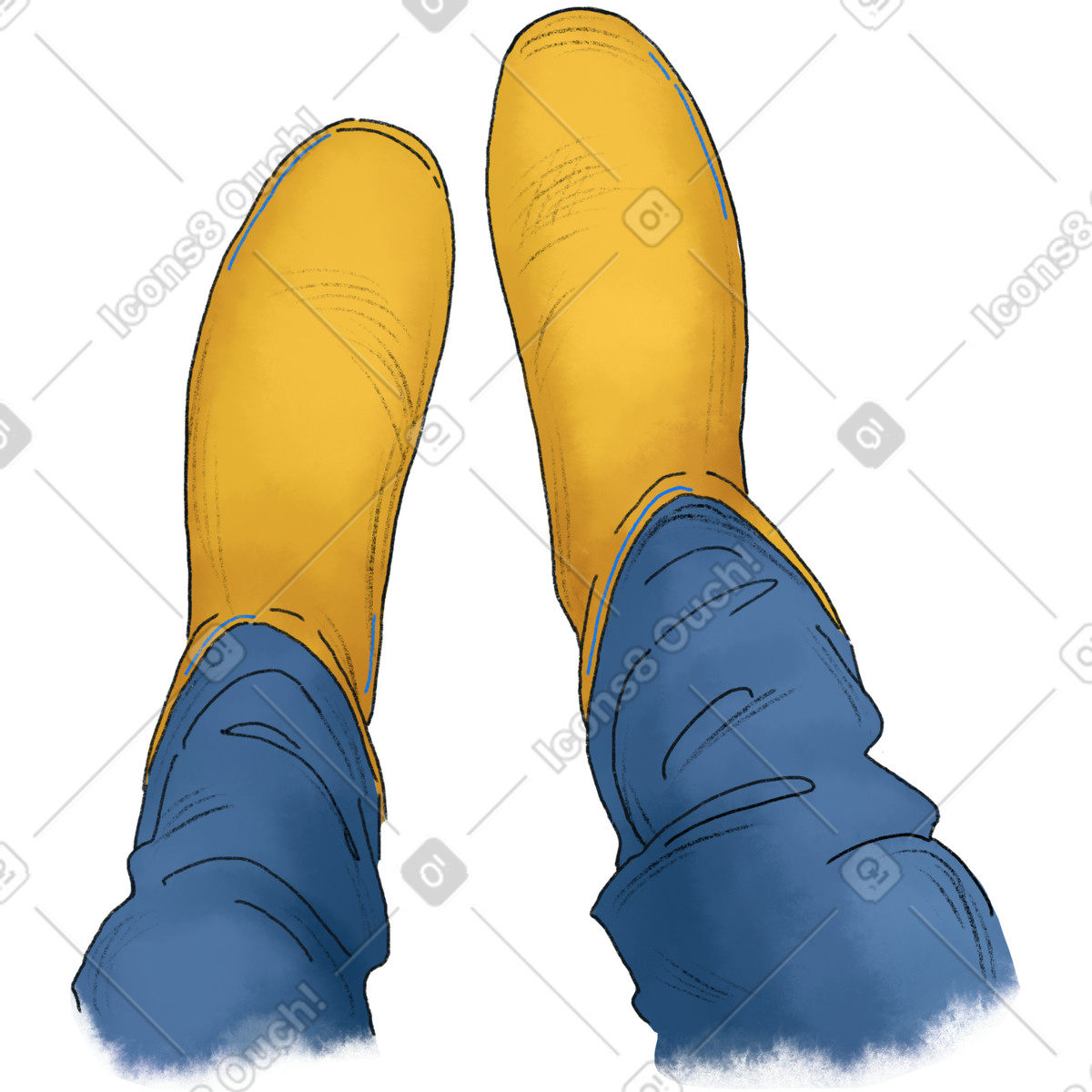 Illustration Legs in yellow rubber boots dans le style Moments à télécharger aux formats PNG, SVG