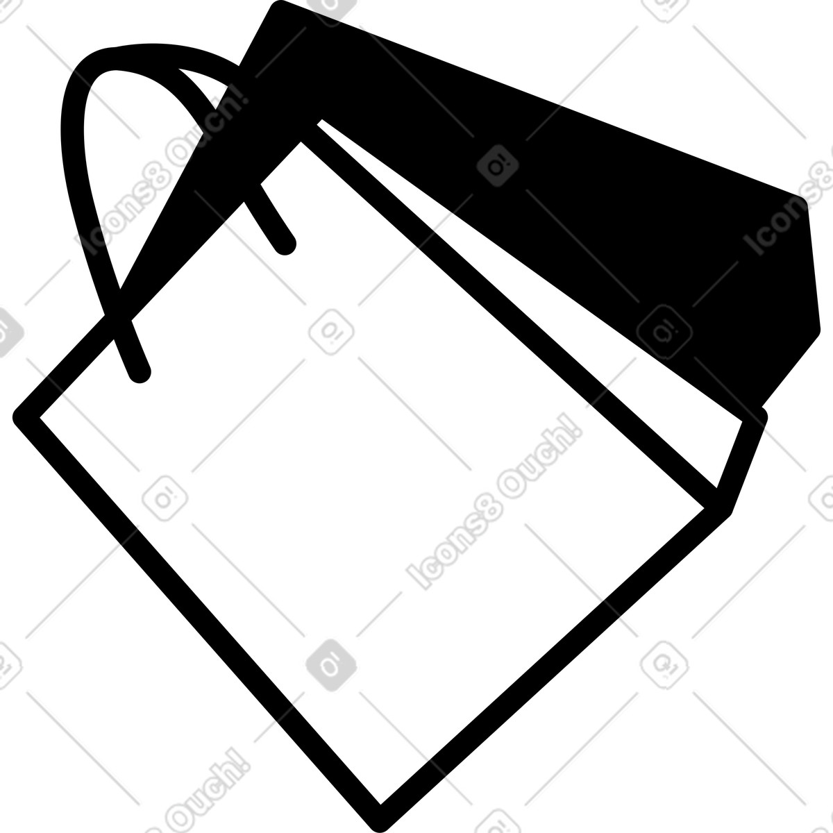 Illustration Shopping bag silhouette with handle minimal retail purchase symbol dans le style Notion Line Art à télécharger aux formats PNG, SVG