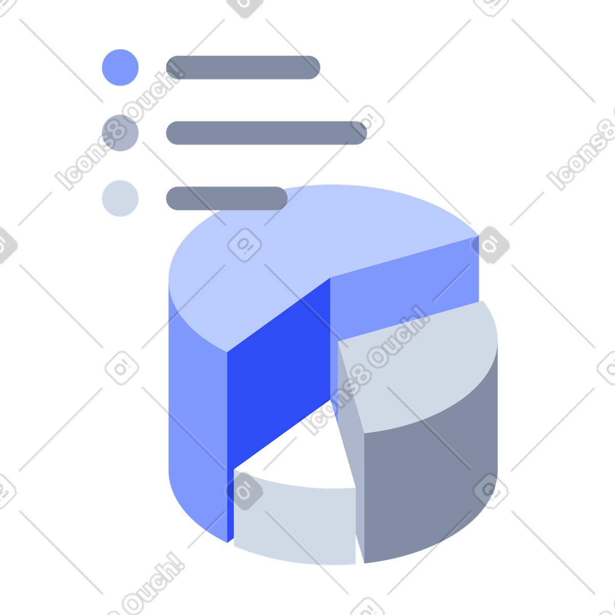 Pie chart with items list, Data Visualization and Analytics illustration in System style download in PNG, SVG