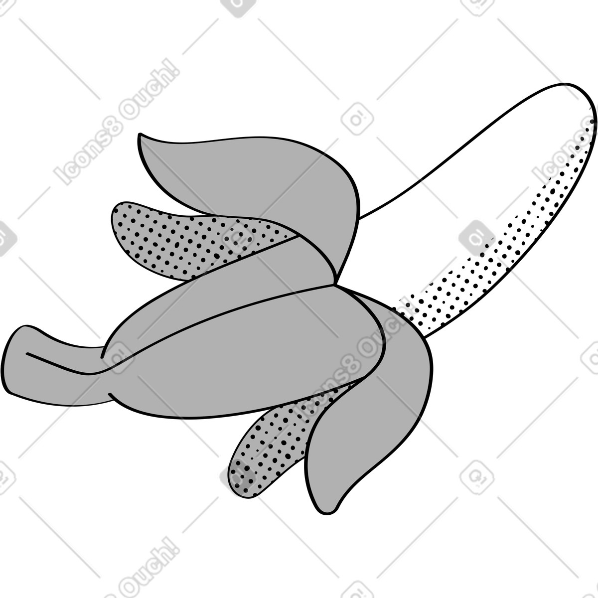Banana illustration in Looney style download in PNG, SVG