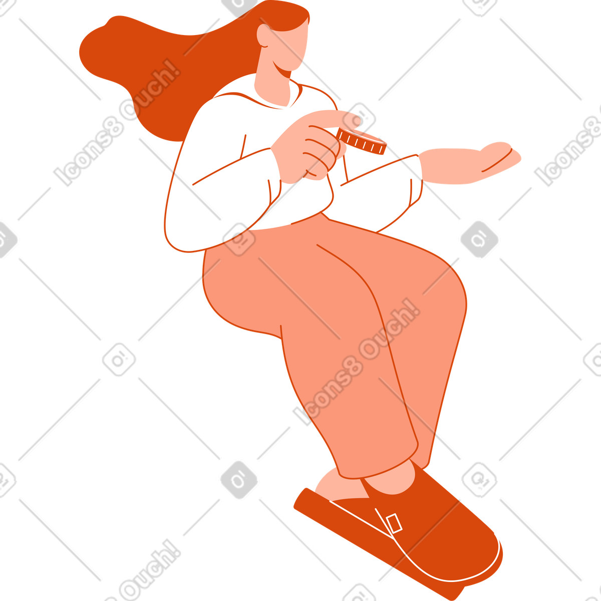 下载 Orange 风格的 钱的女人 插画，支持 PNG、SVG 格式