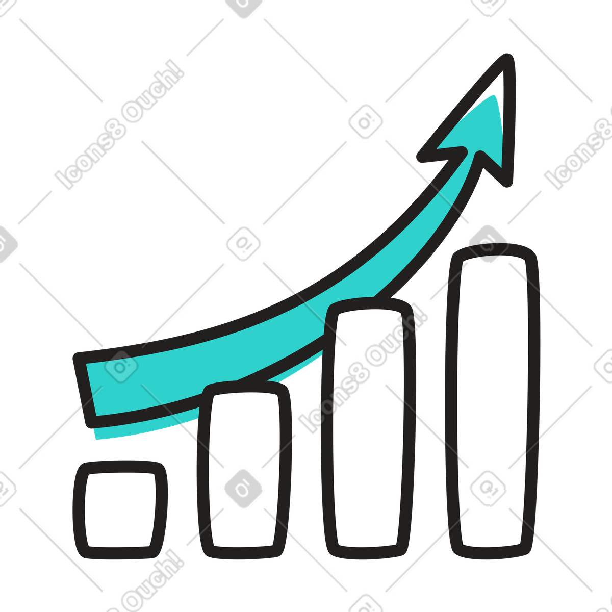 Ilustração de Gráfico barras mostrando o crescimento do lucro em no estilo Little para baixar em PNG, SVG