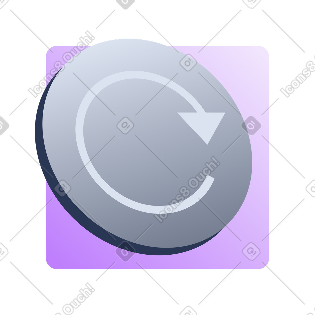 Refresh arrow icon on button, real-time data update illustration in Lucent style download in PNG, SVG