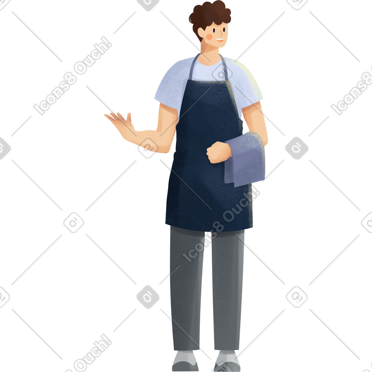 Ilustração de Waiter in apron em no estilo Shine para baixar em PNG, SVG