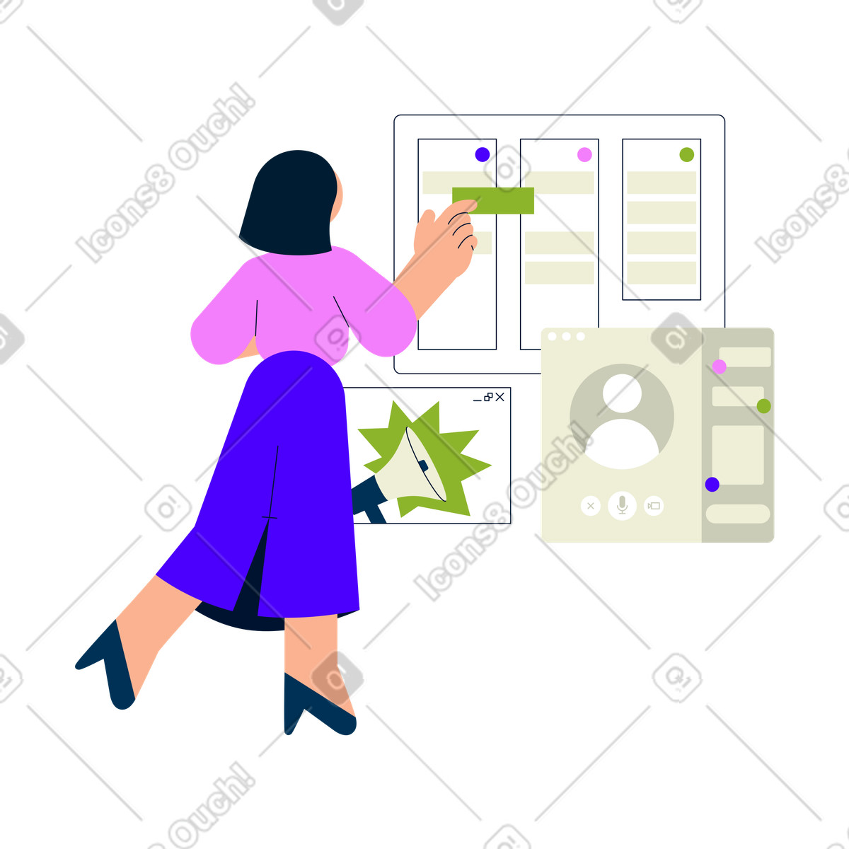 Business software and tools for task management illustration in Cubes style download in PNG, SVG