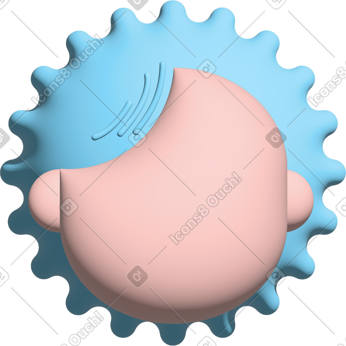 Head with curly blue hair illustration in Cartoony style download in PNG, SVG