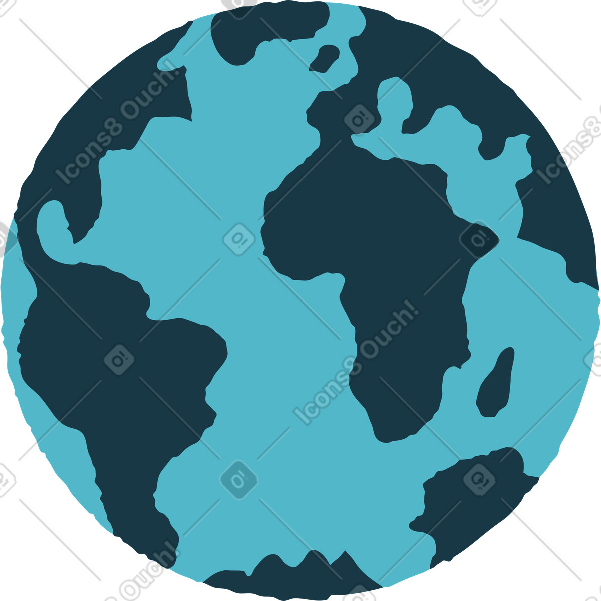 Earth illustration clipart with our planet centered on transparent background