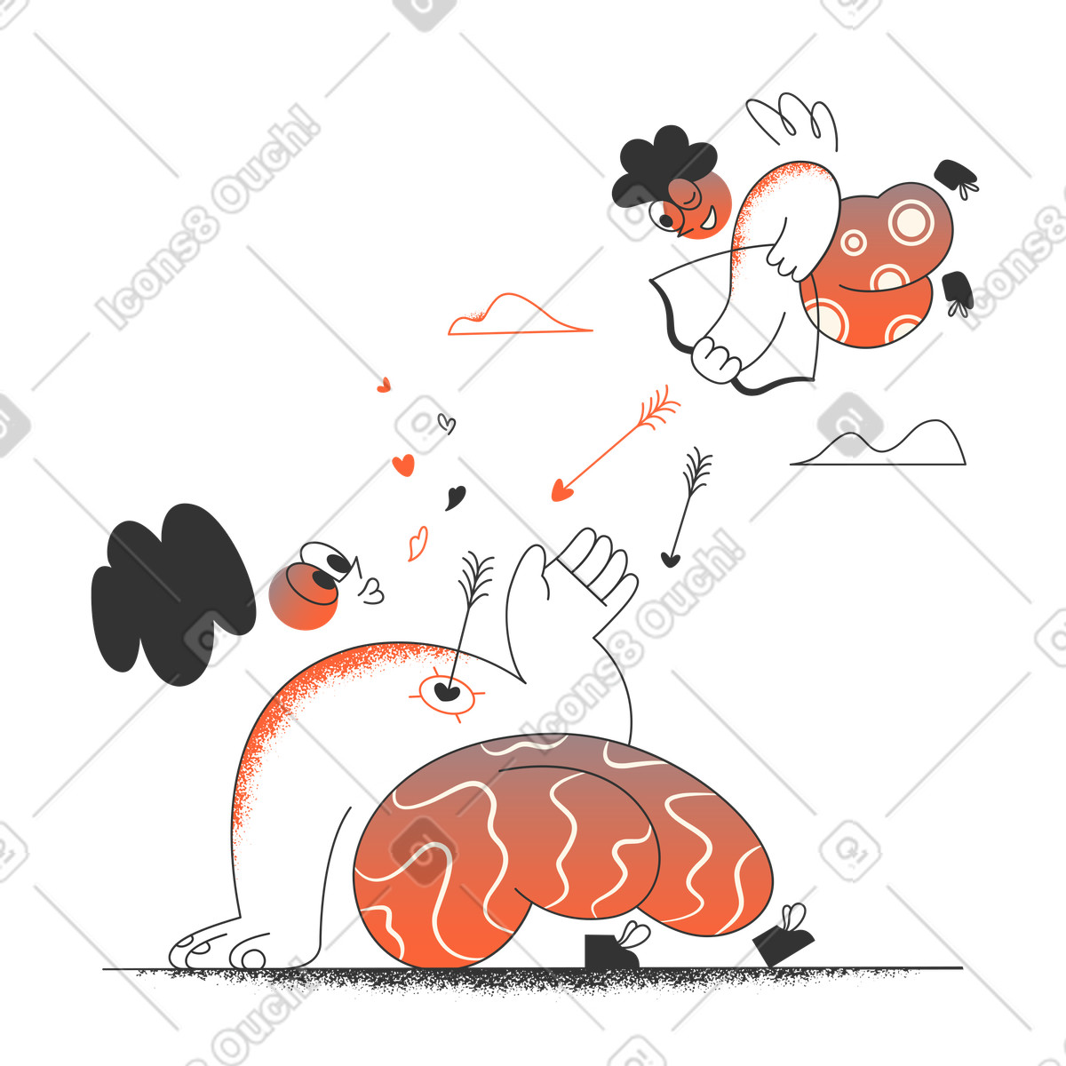 Struck by cupid's arrow illustration in PNG, SVG