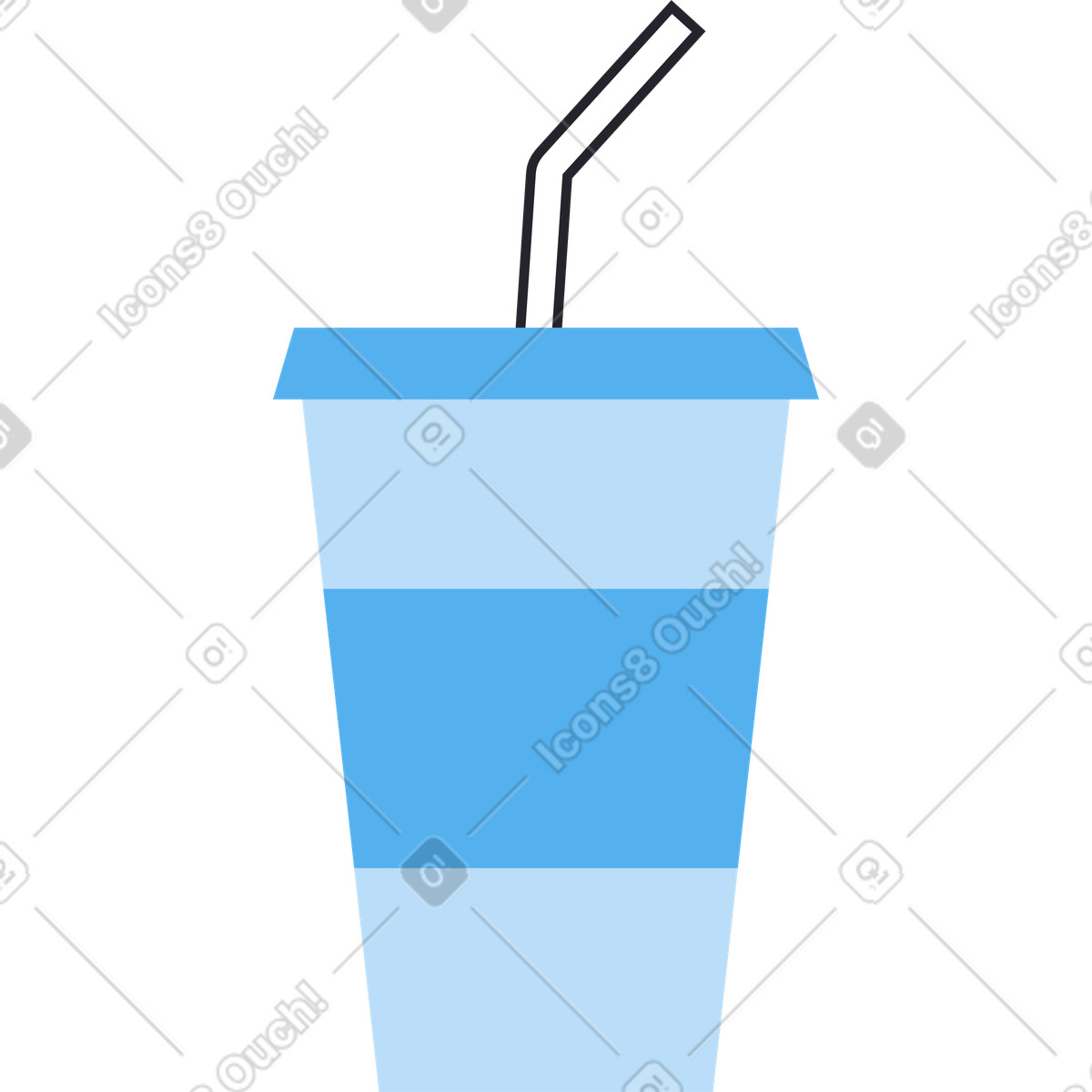 Boba 스타일의 빨대가 있는 파란색 종이컵 일러스트레이션 PNG, SVG 다운로드