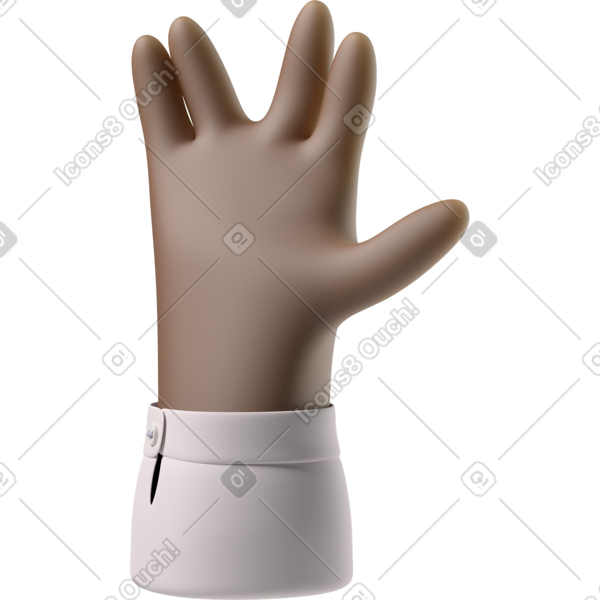Mano di pelle nera che fa il saluto vulcanico illustrazione in stile 3D Hands Fun&Wild scarica in PNG, SVG
