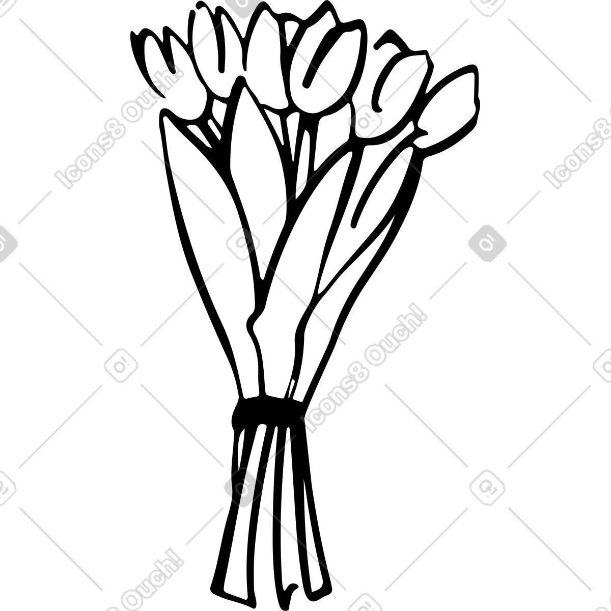 Ilustración Ramo de tulipanes en estilo Line a descargar en PNG y SVG