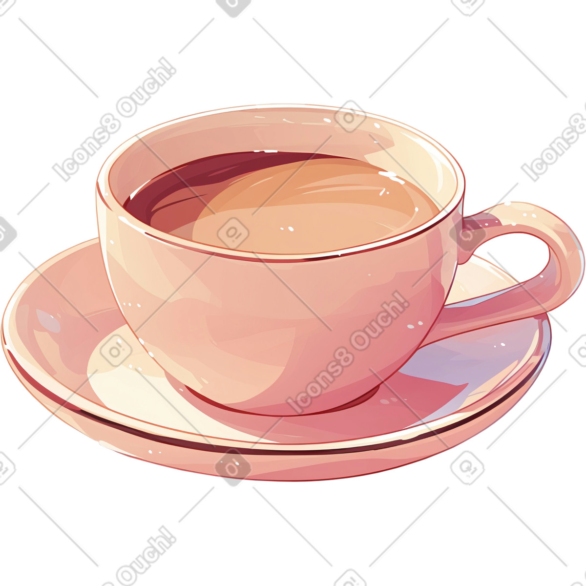 Coffee cup illustration in Glazy style download in PNG, SVG