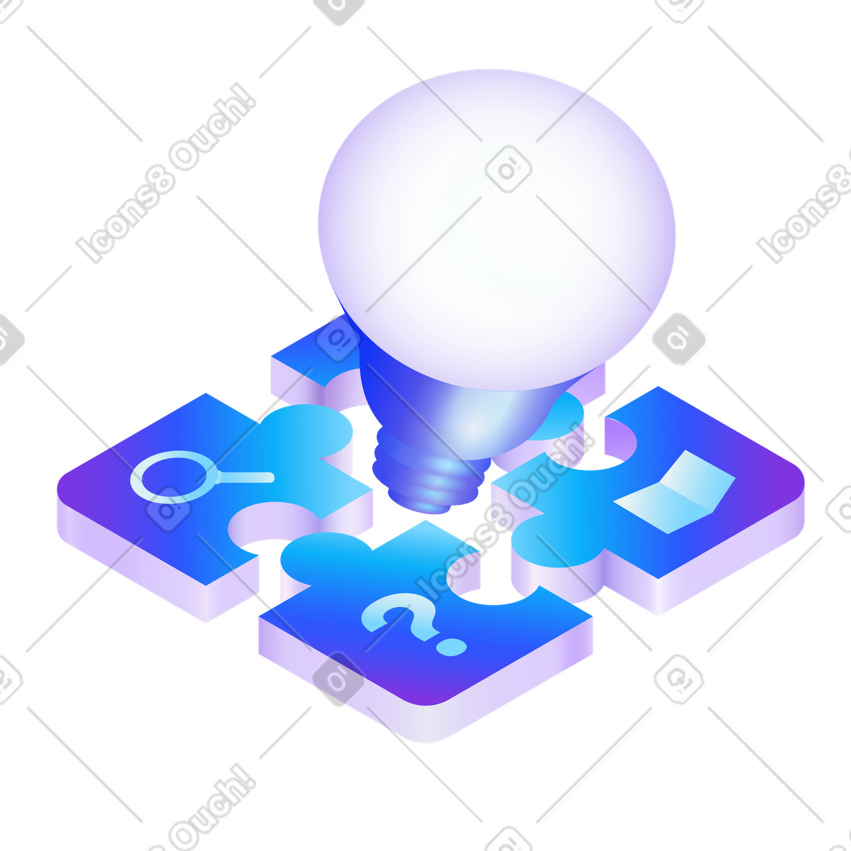 Brainstorming and problem solving with idea bulb illustration clipart in PNG SVG GIF