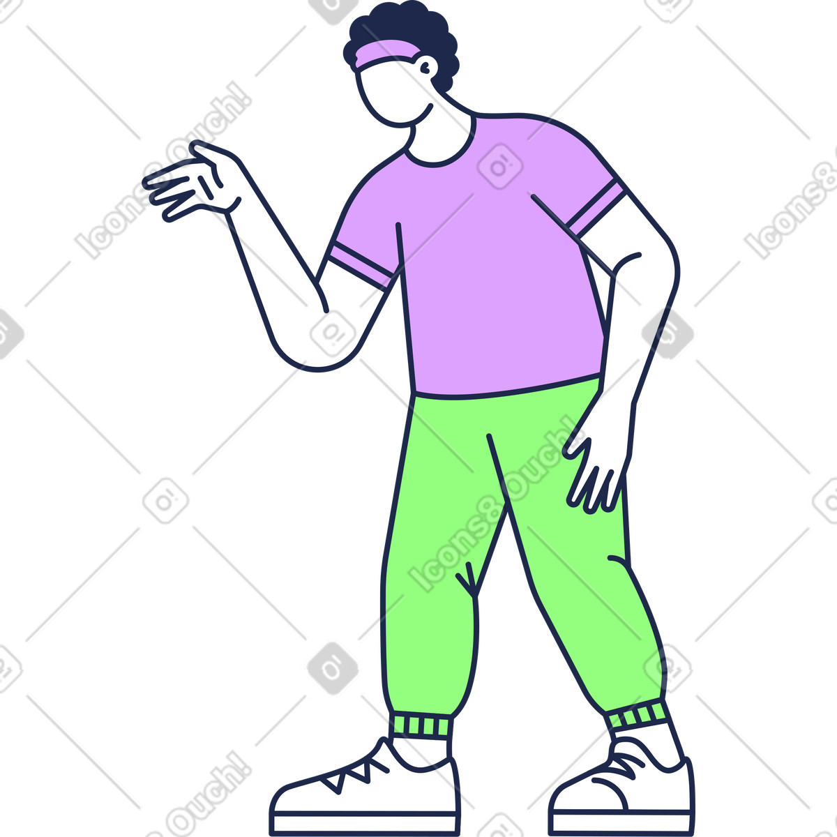 Mann hebt die hand-Illustration im Outline-Stil als Download in PNG, SVG