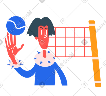 Man throwing a volleyball over net PNG, SVG