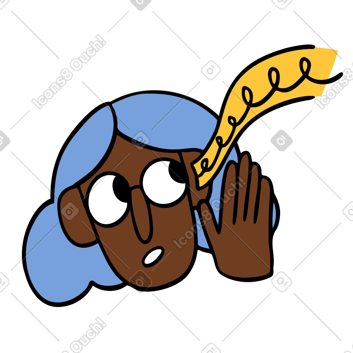 Woman listening to sound wave illustration in Comic style download in PNG, SVG