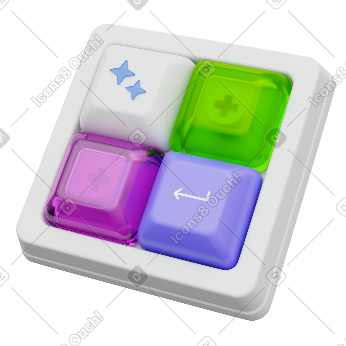 Smart AI controller, Creative control buttons, White mechanical macropad illustration in 3D Playful style download in PNG, SVG