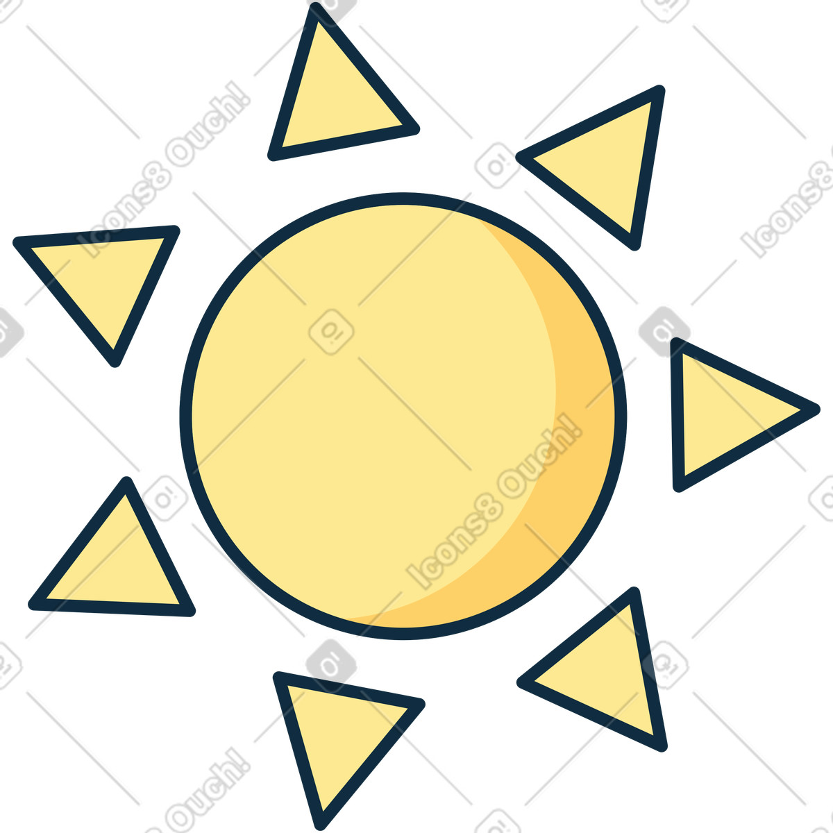 Little yellow sun illustration in Bubble gum style download in PNG, SVG
