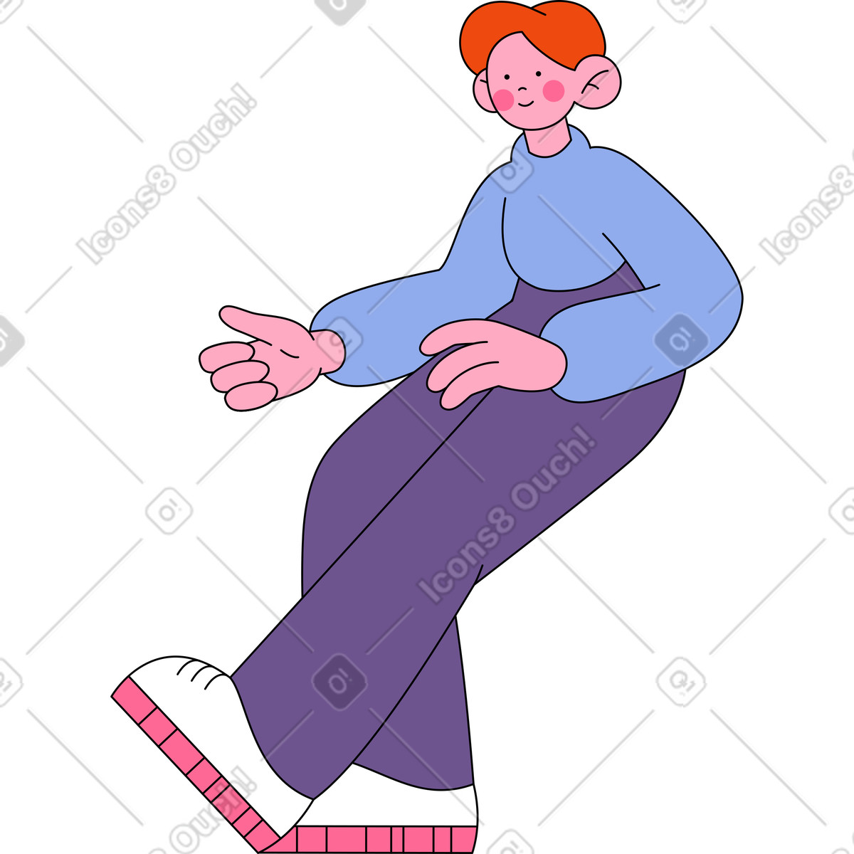 Ilustración Hombre sentado y sosteniendo algo con ambas manos en estilo Bloom a descargar en PNG SVG