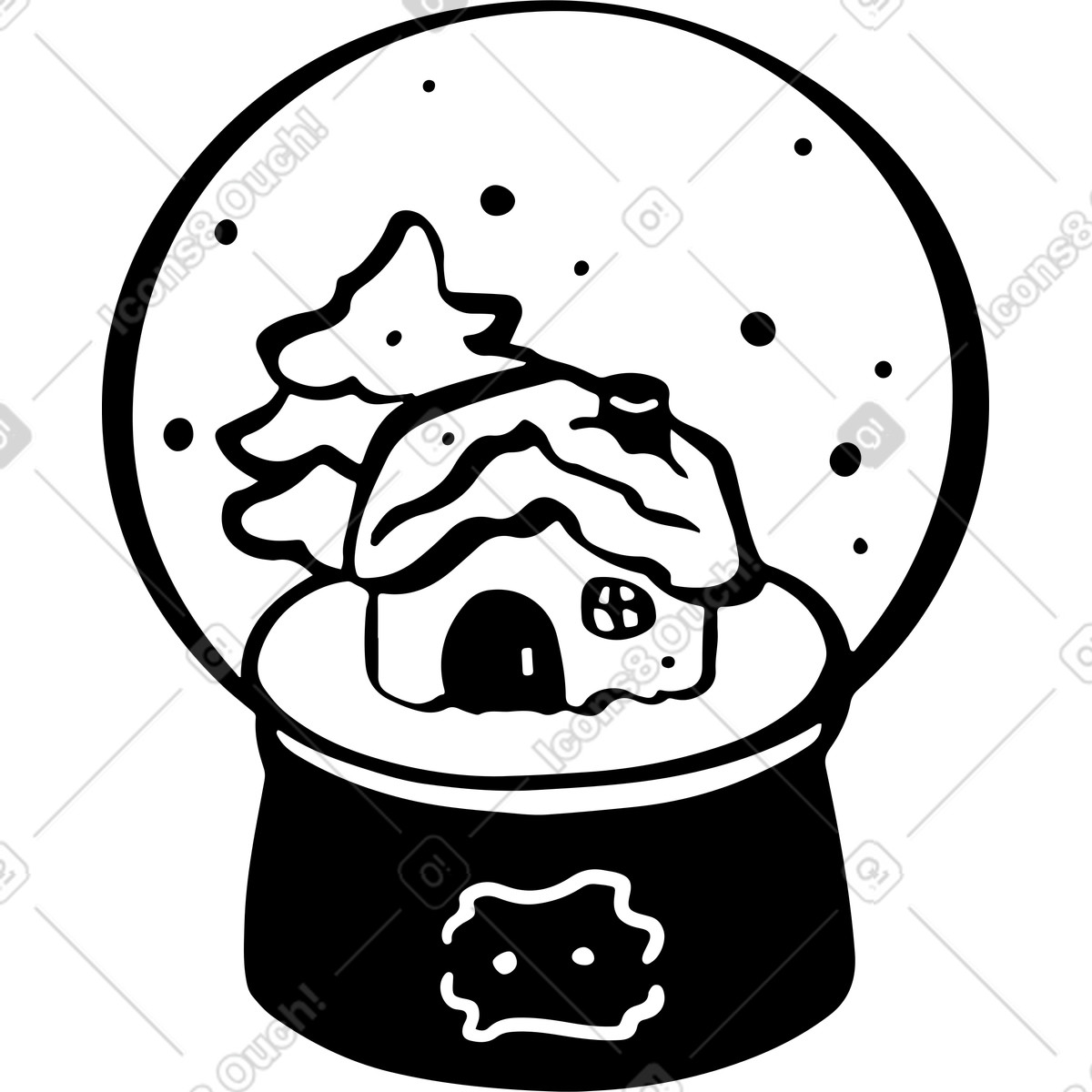 Weihnachtsschneekugel-Illustration im Line-Stil als Download in PNG, SVG