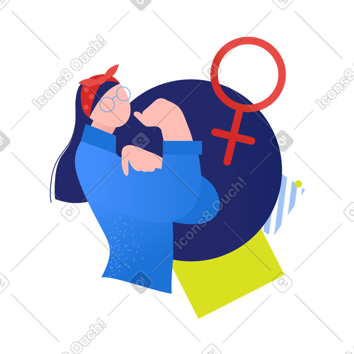 Clip スタイルの 強い女性と女性のサイン のイラストをPNG、SVG形式でダウンロード