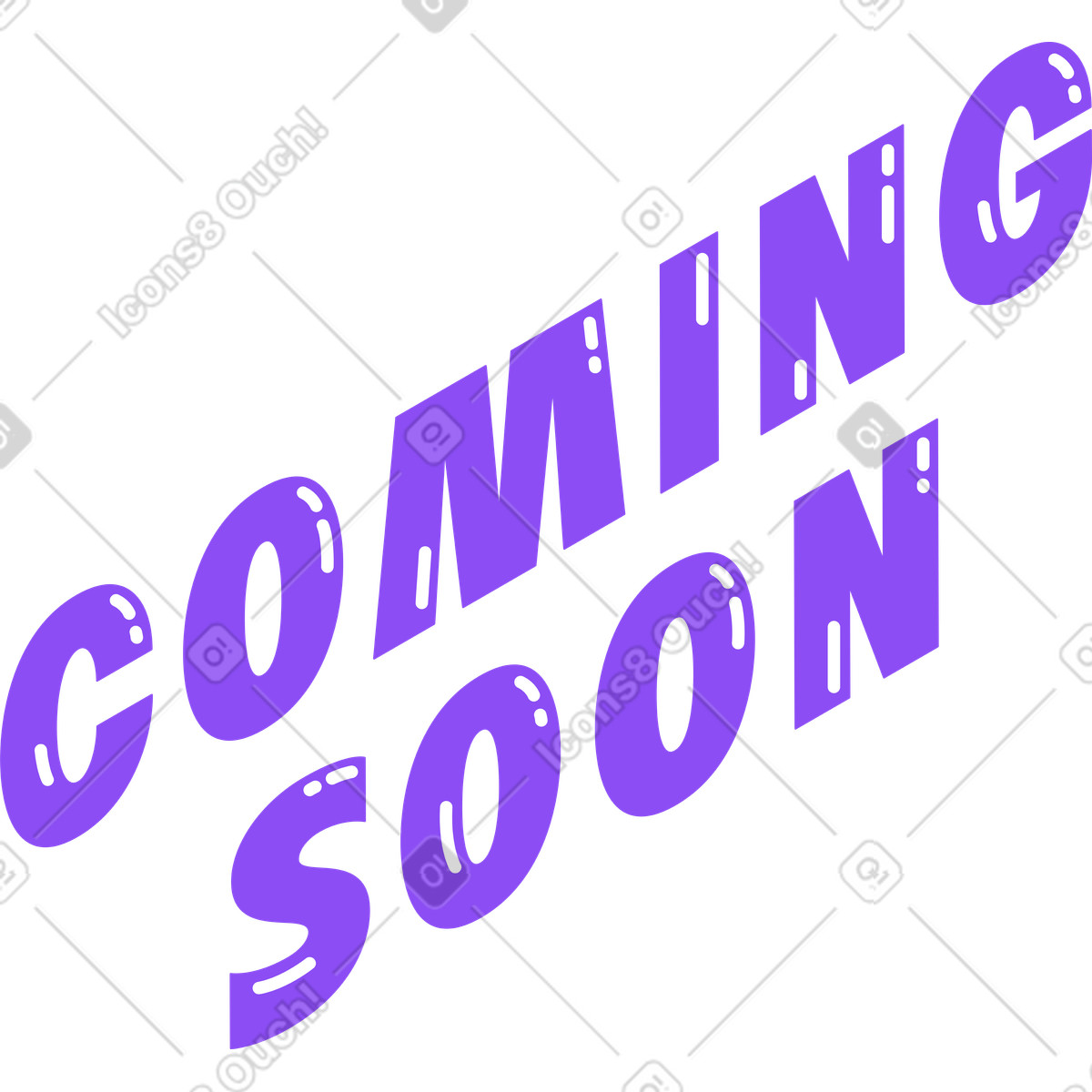 Lettering coming soon text illustration in Holographic style download in PNG, SVG