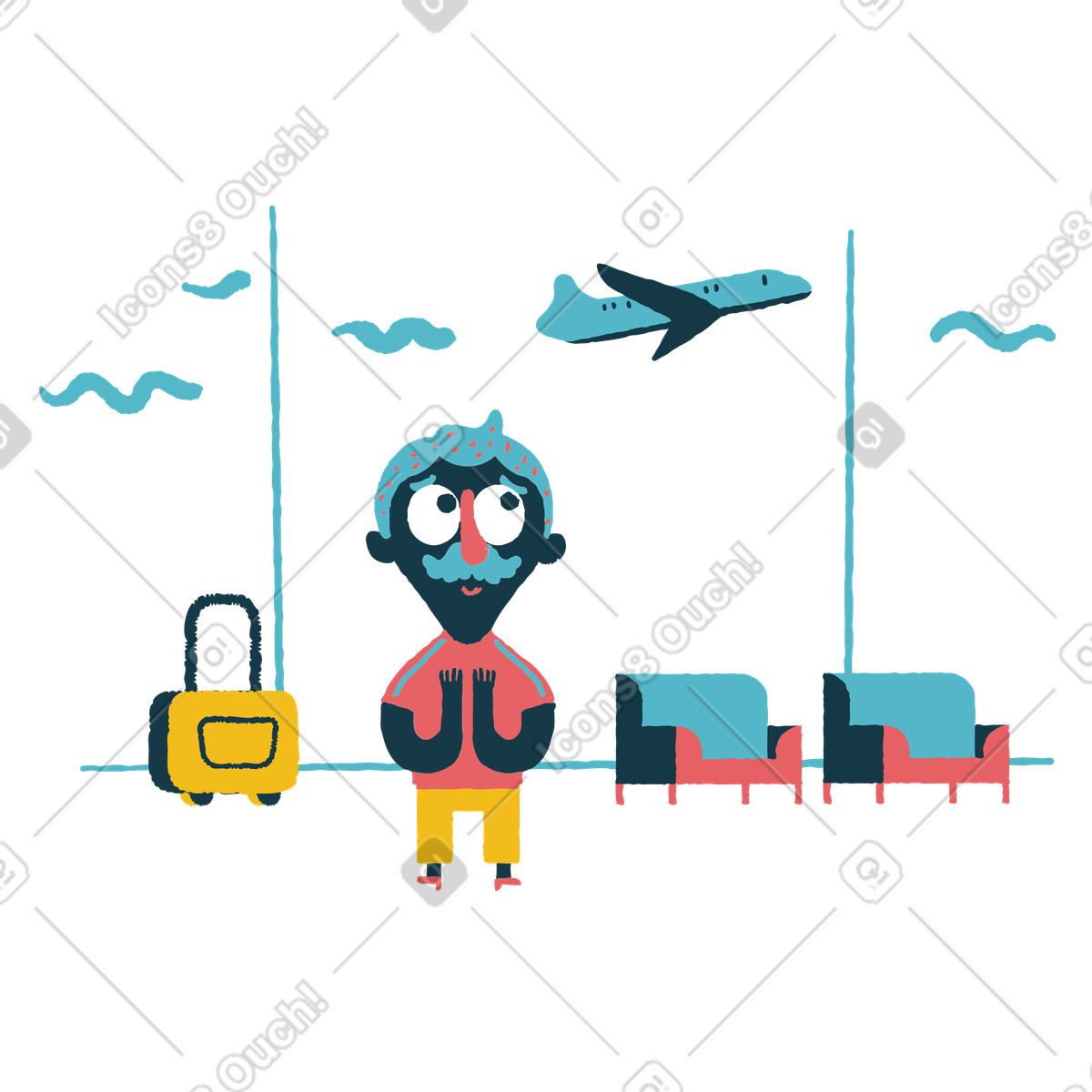下载 Flamenco 风格的 兴奋的飞行 插画，支持 PNG、SVG 格式