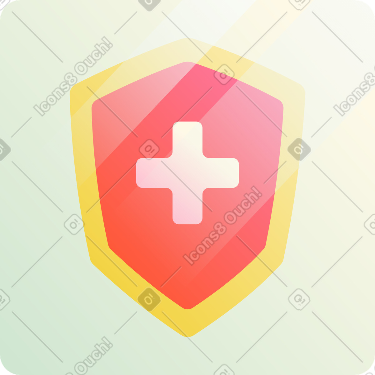 Shield with red cross illustration in Beam style download in PNG, SVG