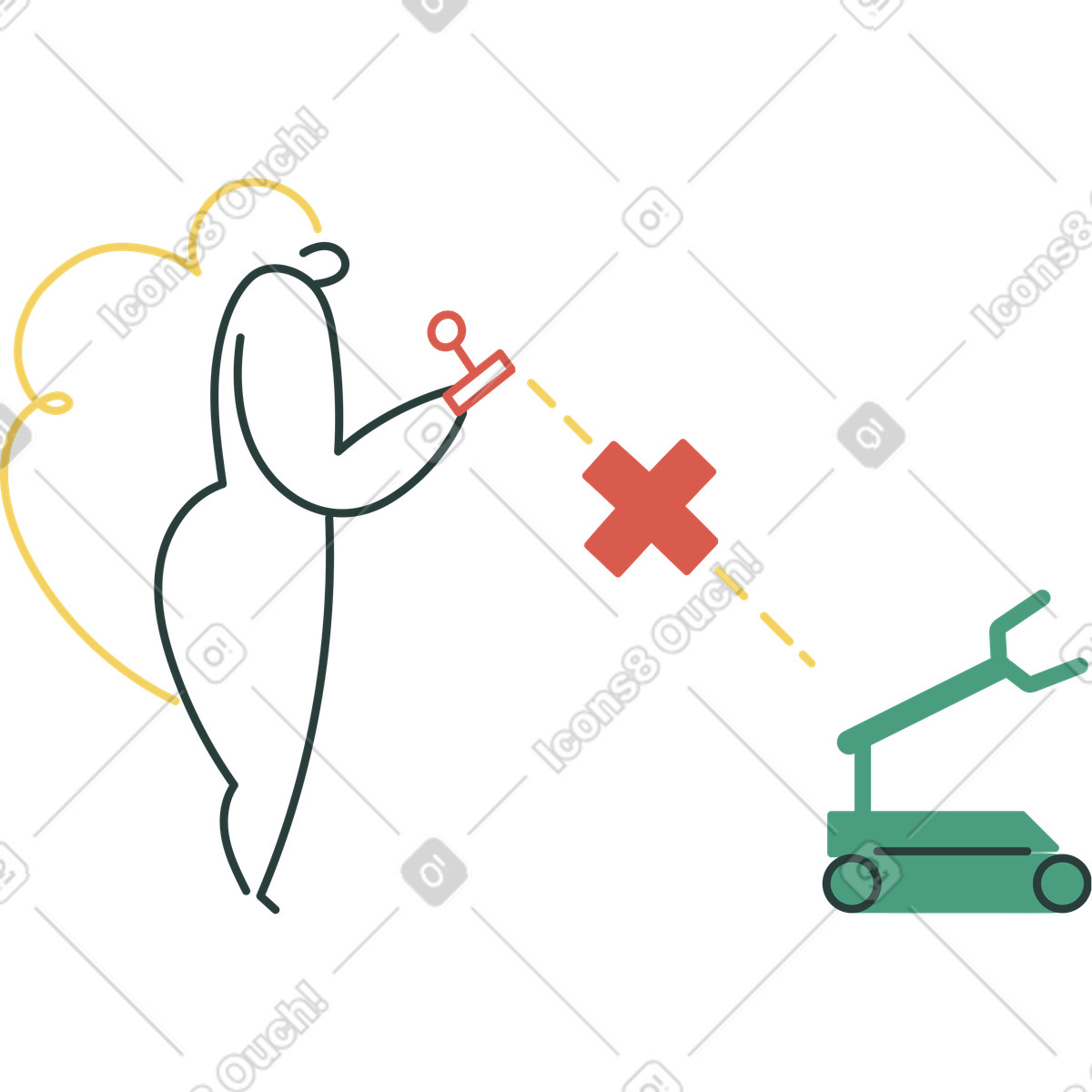 Unable to connect robotic device, Connectivity error or no connection illustration in Macaroni style download in PNG, SVG