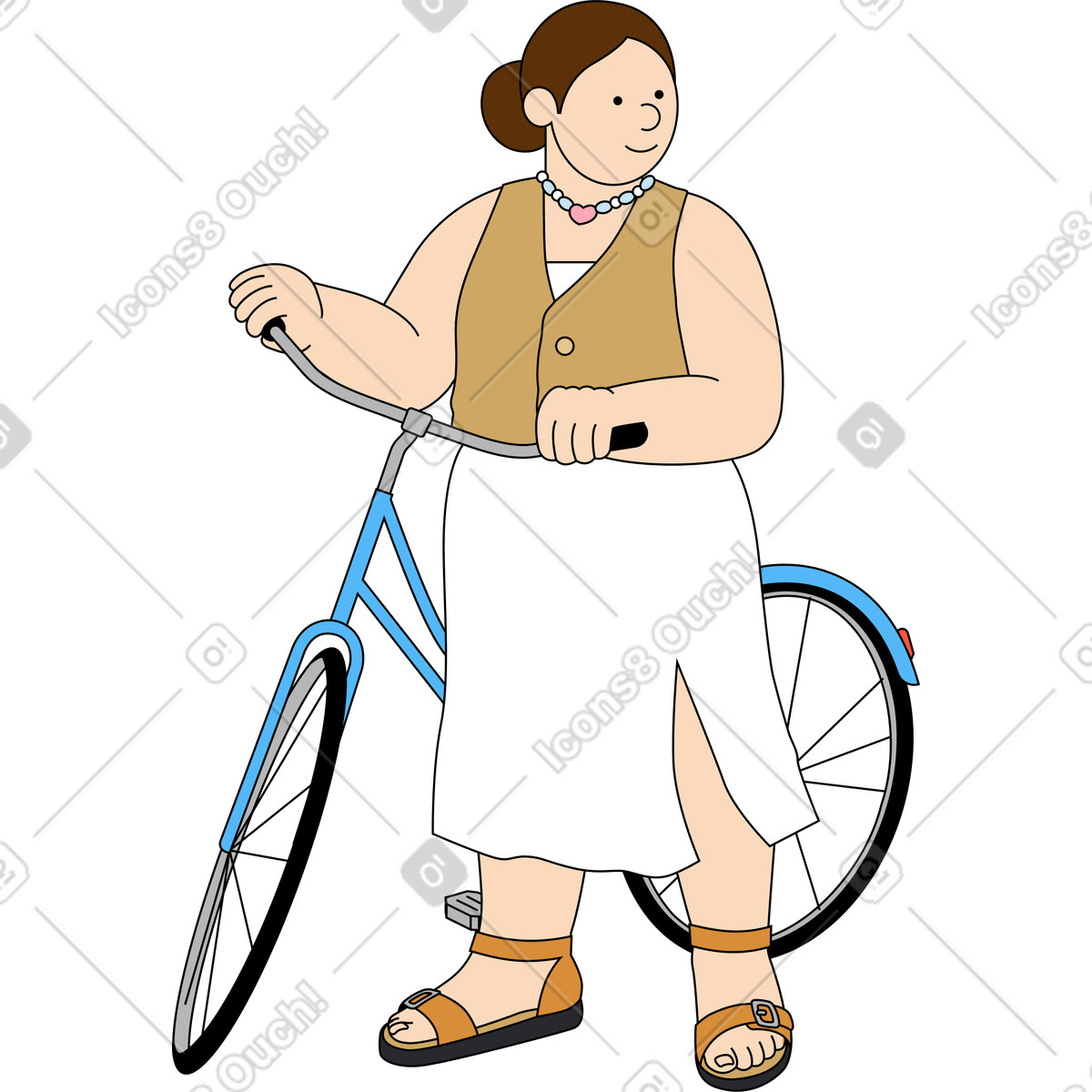 Ilustração de Jovem com uma bicicleta em no estilo Kindy para baixar em PNG, SVG
