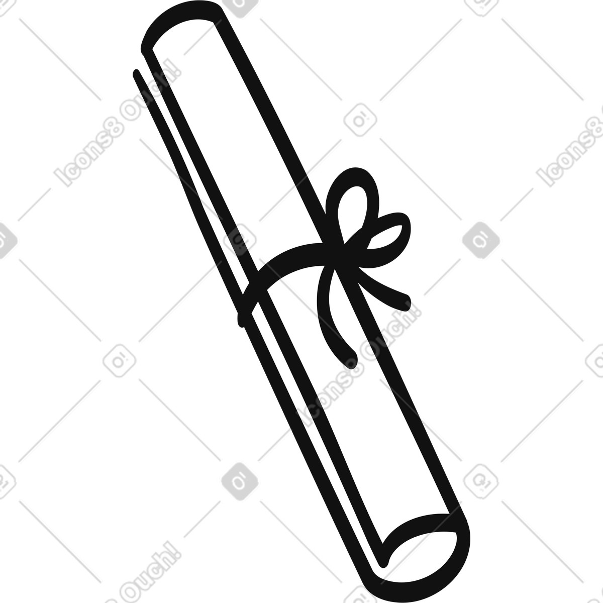 下载 Organic 风格的 Diploma scroll tied with ribbon symbolizing graduation achievement success 插画，支持 PNG、SVG 格式