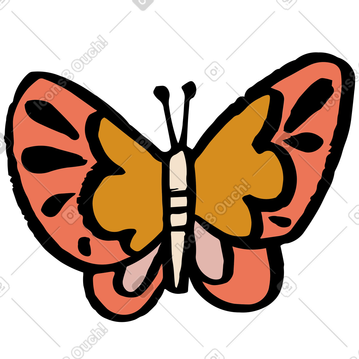 Orangefarbener schmetterling-Illustration im Scandi-Stil als Download in PNG, SVG