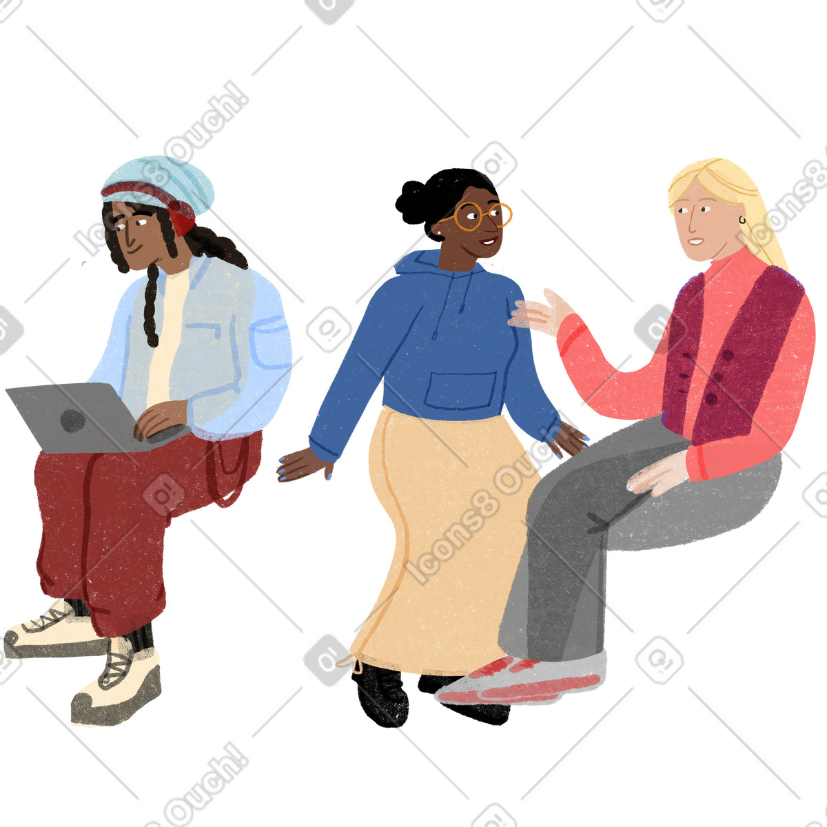Ilustração de Pessoas saindo em um lugar público no estilo Public para baixar PNG, SVG