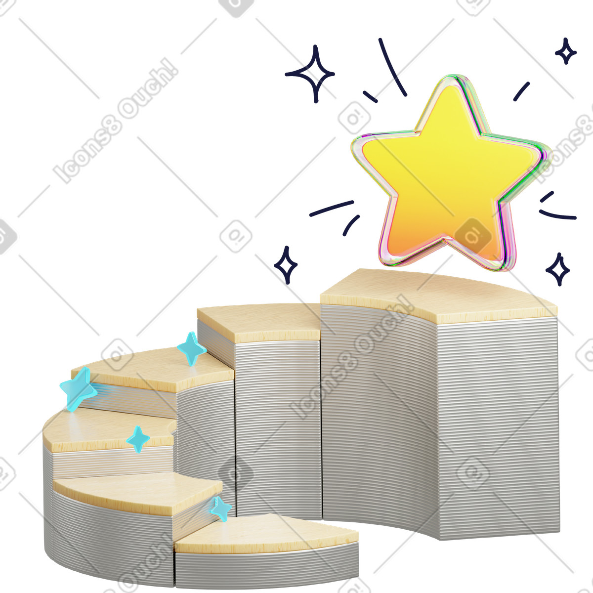 Star on podium with sparkles illustration achievement clipart image in PNG SVG GIF