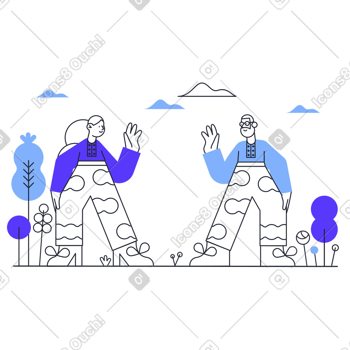 下载 Pablita 风格的 朋友见面 插画，支持 PNG、SVG 格式