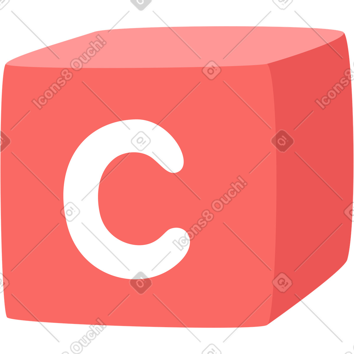 Red cube illustration in Lagom style download in PNG, SVG