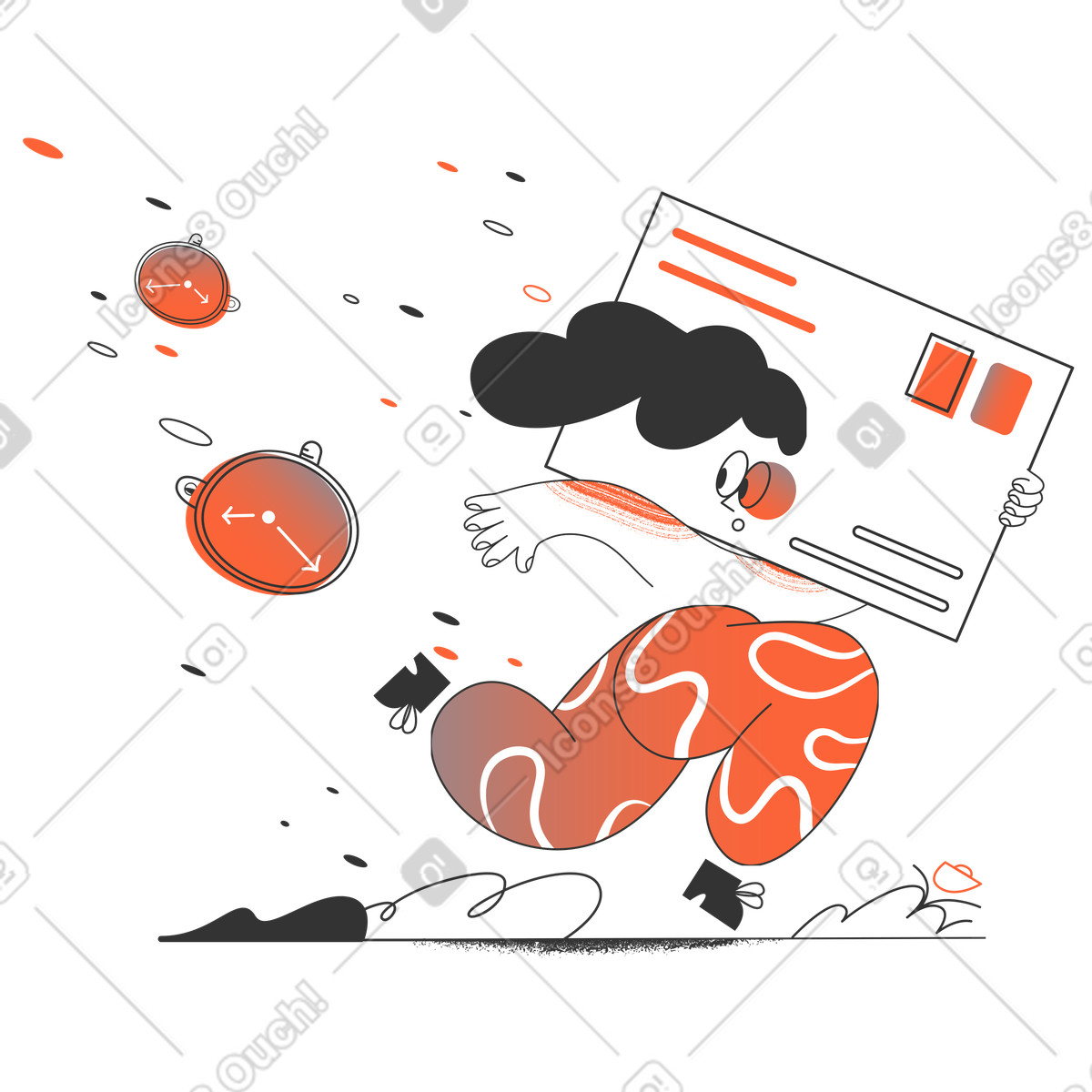 Ilustração de Carta está atrasada em no estilo Crayon para baixar em PNG, SVG