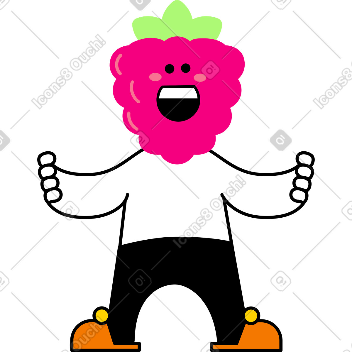 Character with a wide smile illustration in Giggle style download in PNG, SVG
