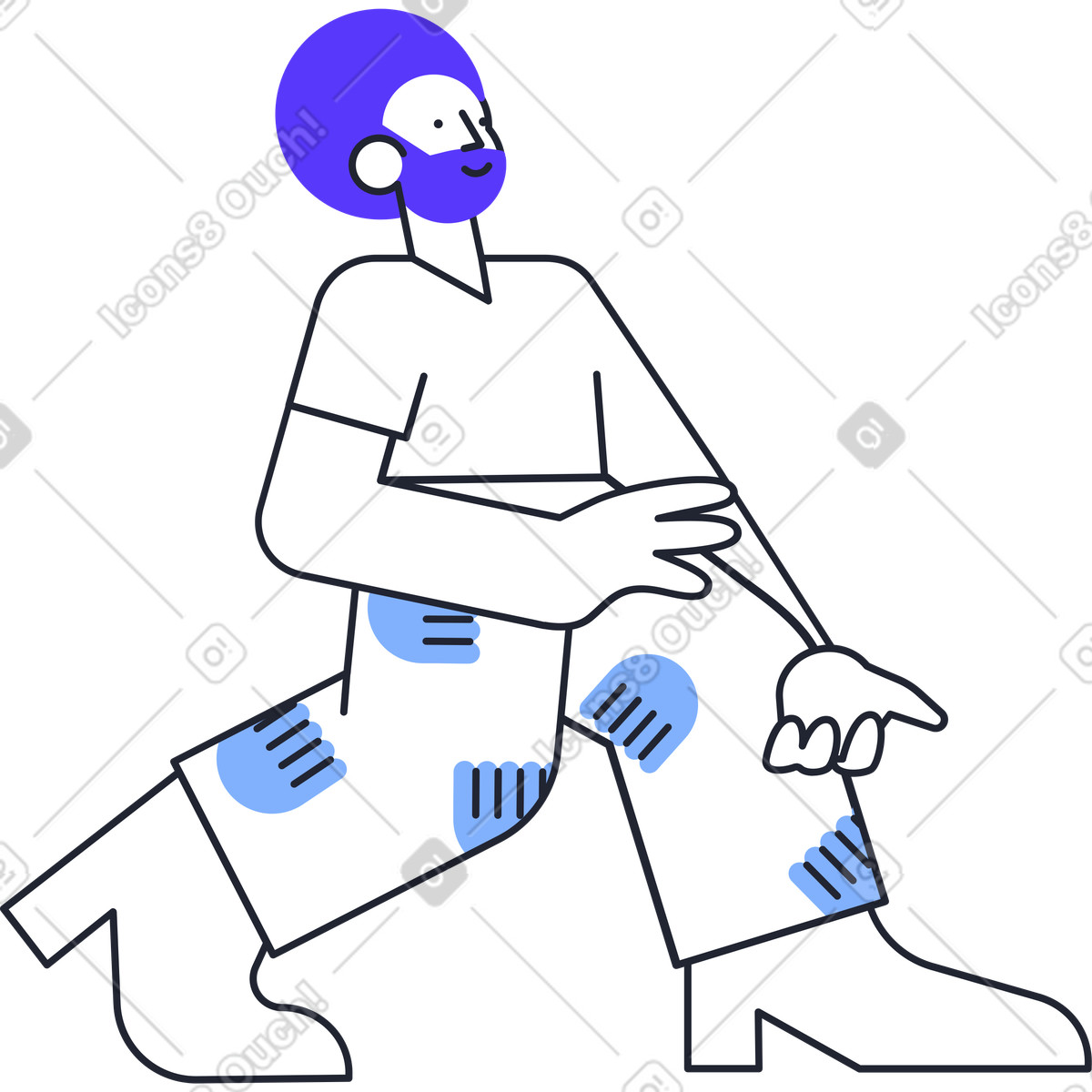 Man illustration in Pablita style download in PNG, SVG