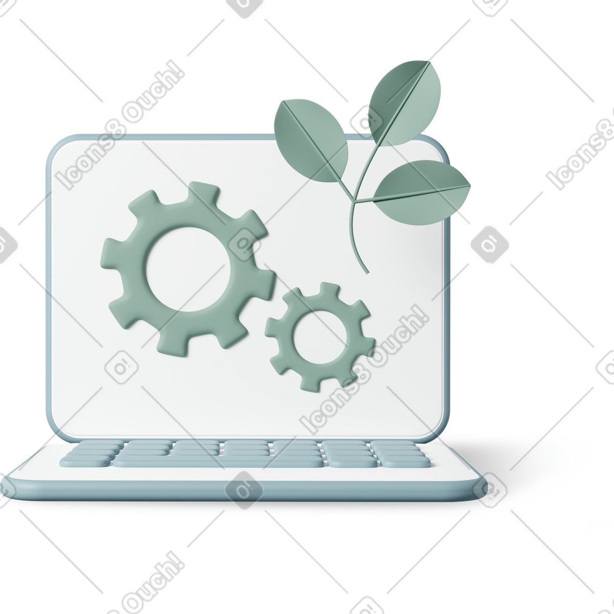 3D Casual life 스타일의 Laptop greentech 일러스트레이션 PNG, SVG 다운로드