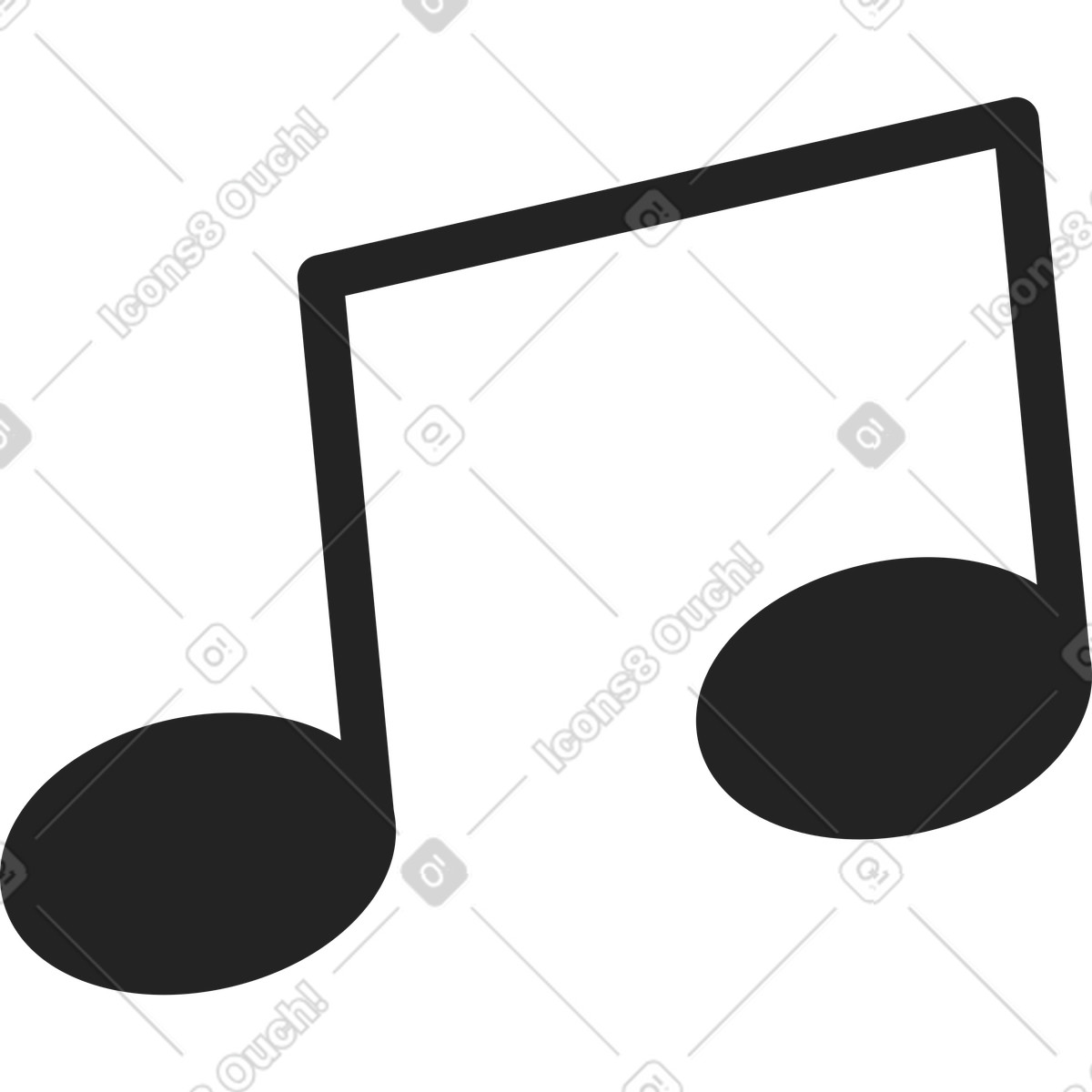 Ilustración Nota musical negra en estilo Sammy Line a descargar en PNG y SVG