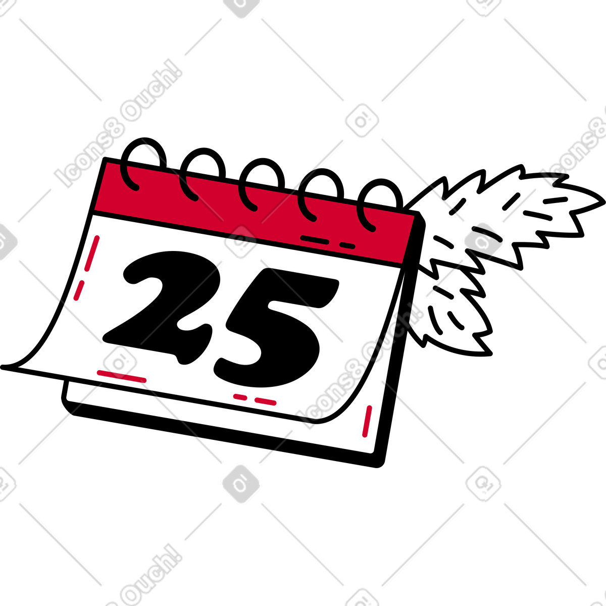 Ilustração de Dia natal no calendário com ramos abeto em estilo Ruby para baixar em PNG, SVG