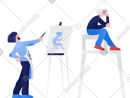 Artist painting a picture of a live model PNG, SVG