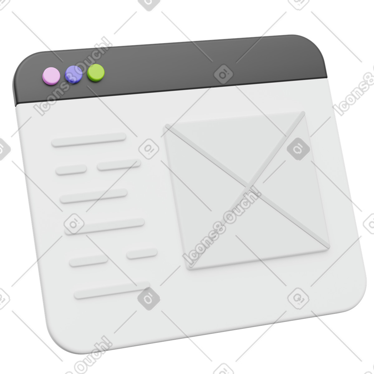Wireframe website layout for ux planning and interface content organization-Illustration im 3D Playful-Stil als Download in PNG, SVG