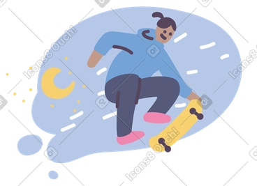Girl skater doing tricks on skateboard PNG, SVG