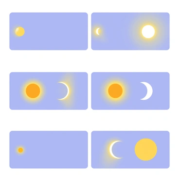 A series of frames showing the stages of a solar eclipse