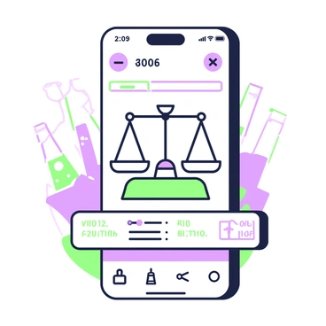 A mobile app interface remotely controlling and reading data from an analytical balance