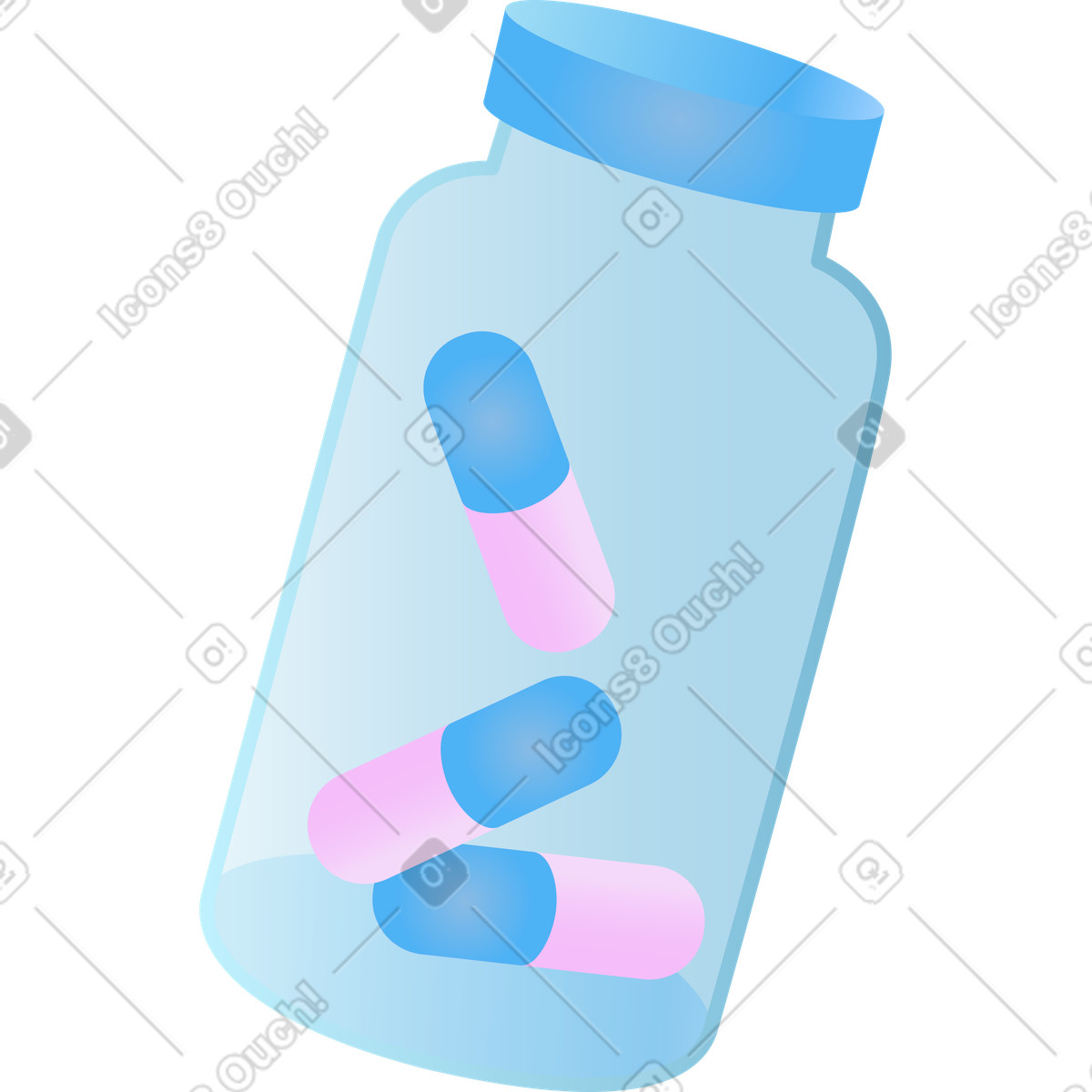Bottle of vitamin supplements illustration in Airy style download in PNG, SVG