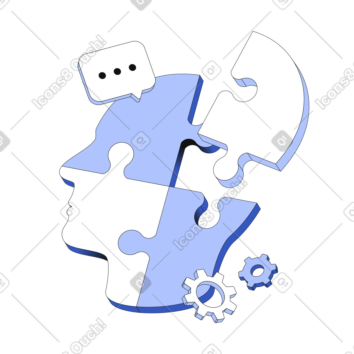 Solving a mental health problem animated illustration in GIF, Lottie (JSON), AE